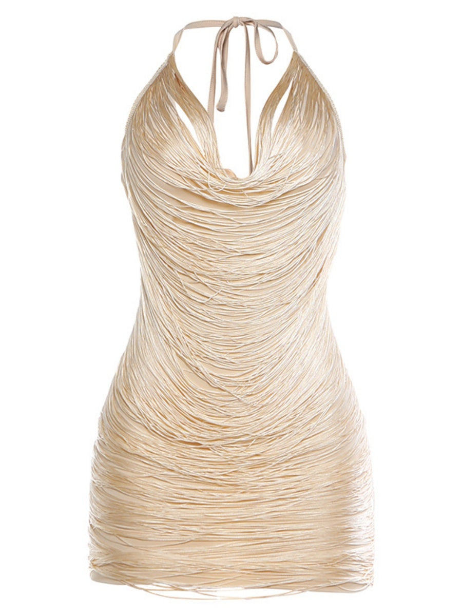 Tassel V-neck Halter Hip-hugging Mini&Short Dresses