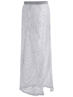 Beach Cover-up With Slits And Tie-up Shimmering Sequined Skirt