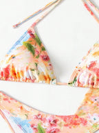Floral Print Ruffled Bikini Four-Piece Set
