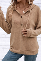 Button-Front Drawstring Hoodie