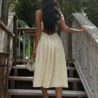 Inés Minimalist Summery Maxi Dress with a Deep Neckline and Side Slit Boutique Collection