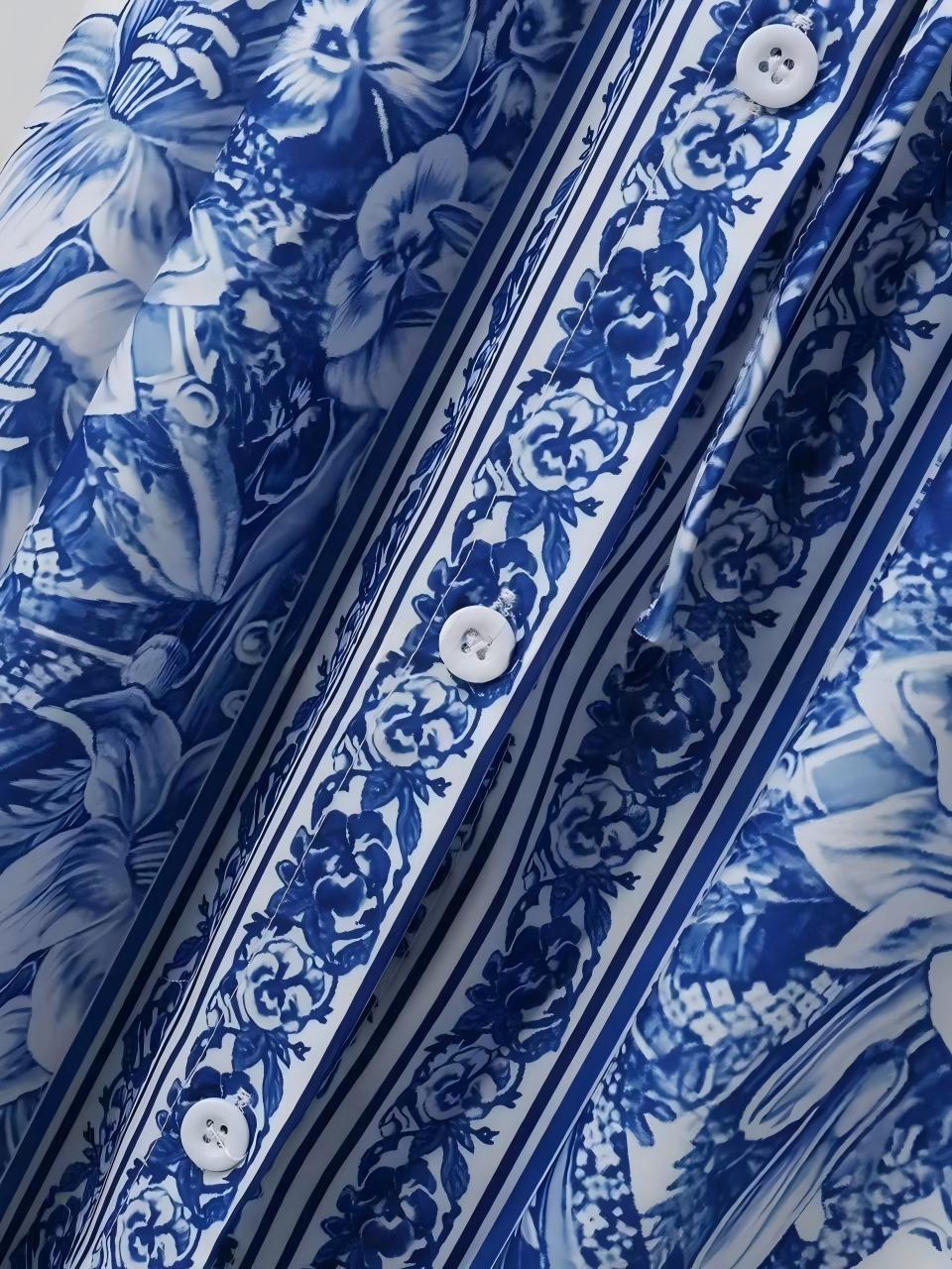V-neck Short-sleeved Printed Maxi Dress