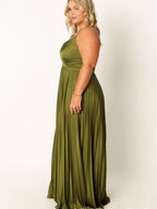 Camisoles Green Formal Dress Crimp Maxi Dresses