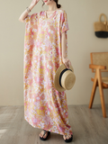 Dream Girl Cotton V-neck Floral Kaftan Dress
