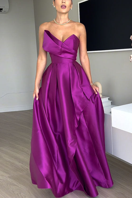 Strapless Empire Waist Swing Maxi Party Dress