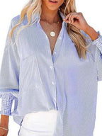 Loose-fit Long Sleeve Stripes Stripes Shirts