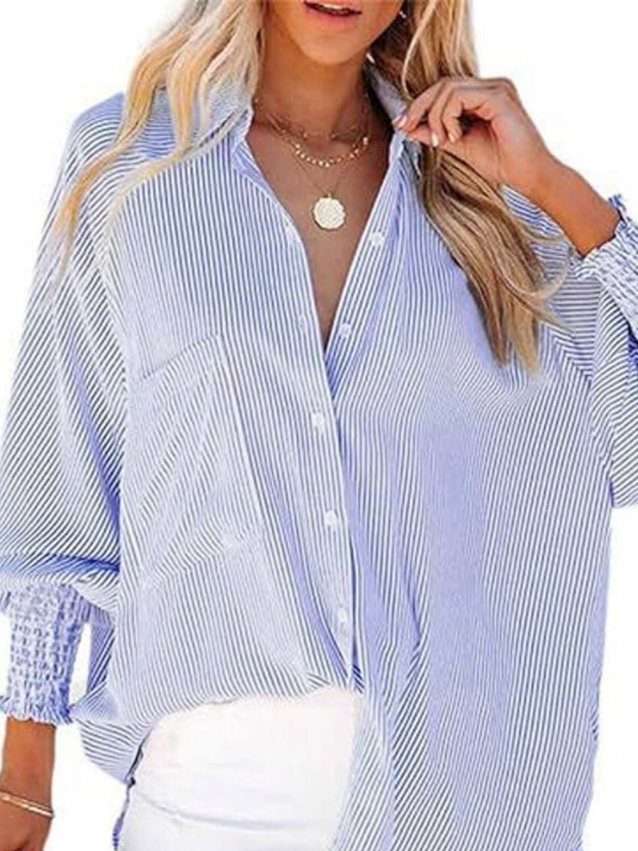 Loose-fit Long Sleeve Stripes Stripes Shirts