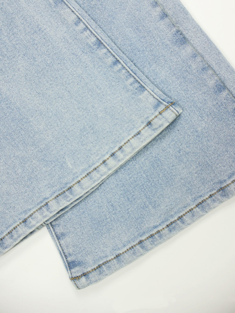 Washed Slim-fit High Stretch Low-rise Flared Jeans