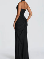 Deep V Halter Backless Mopping Maxi Dresses