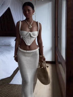 Resort-style Slit Skirt Set, Sexy Two-piece Set With Cutouts