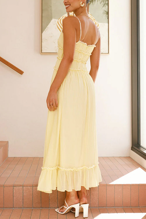 Frill Trim Tie Bow Swing Maxi Cami Dress