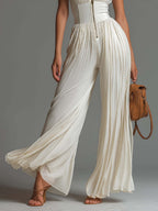 White Pleated Halter Jumpsuit