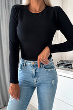 Crewneck Solid Ribbed Knit Fitted Top(5 Colors Available!)