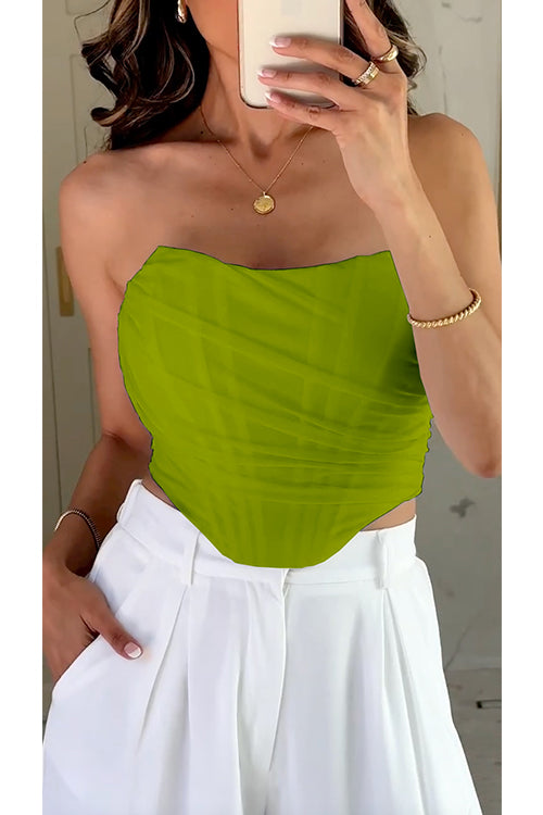 Strapless Off Shoulder Mesh Corset Top
