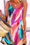 U Neck Sleeveless Tie Dye Casual Dress