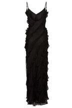 V-neck Ruffle Slit Maxi Dresses