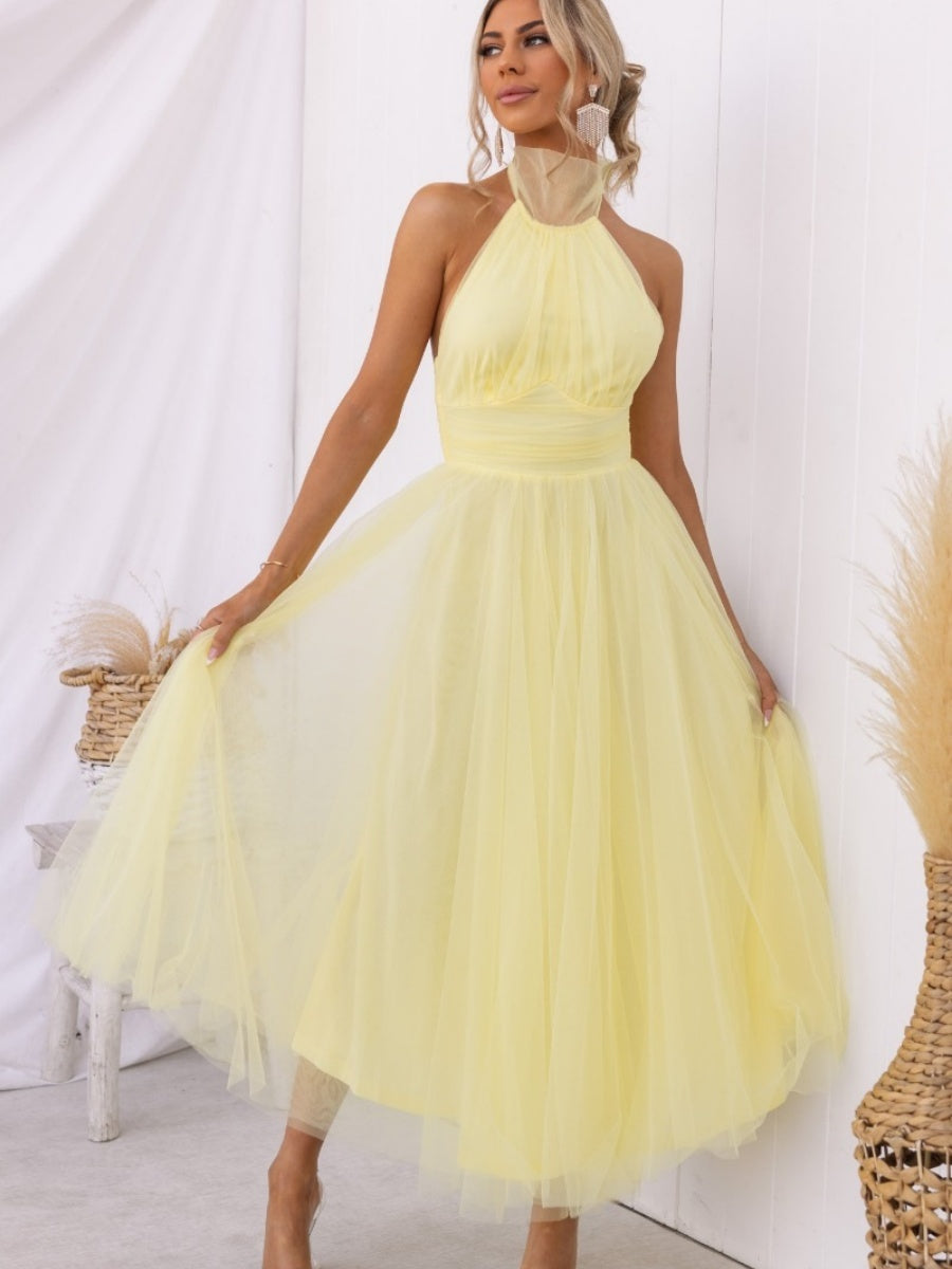Halter Mesh Formal Dress Maxi Dresses