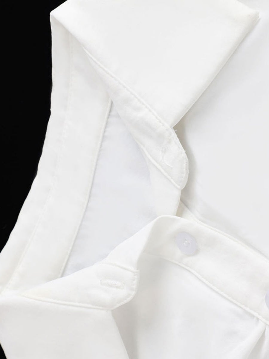 Flying Sleeves Gathering Slim-fit Lapel Shirts