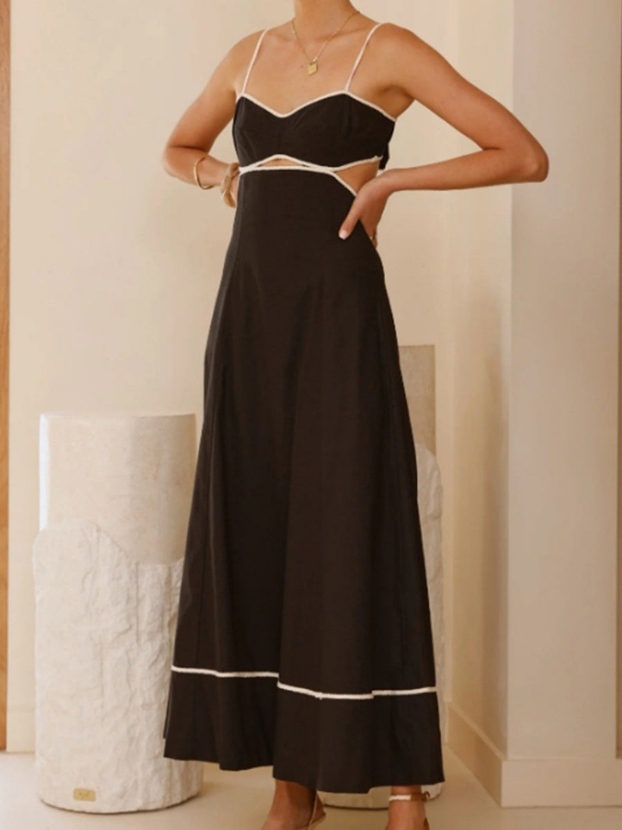 Camisoles Color Matching Color-blocked Hollow Vacation And Leisure Maxi Dresses