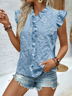 Pullover Jacquard Short-sleeved T-shirt With Ruffles