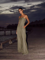Sexy Slim-fitting Wrap-style Long Jumpsuit