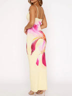 Liber Spring Women's Backless Abstract Maxi Dresses