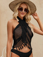 Tassel Knitting Hollow Sun Protection Shirt Cover Ups