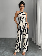 Milk-patterned Halter-neck Jumpsuit