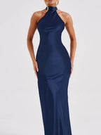 Halter Slits Satin Maxi Dresses
