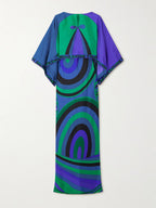 Abstract Irregular Print Shawl Dress Two-piece Set