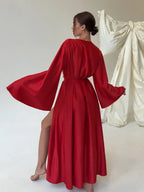 V-neck Thin Strap Nightgown Lazy Style Parties Maxi Dresses