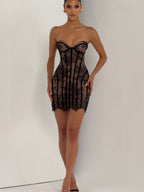 Lace Waist Corset Hip-hugging Formal Dress Mini&Short Dresses