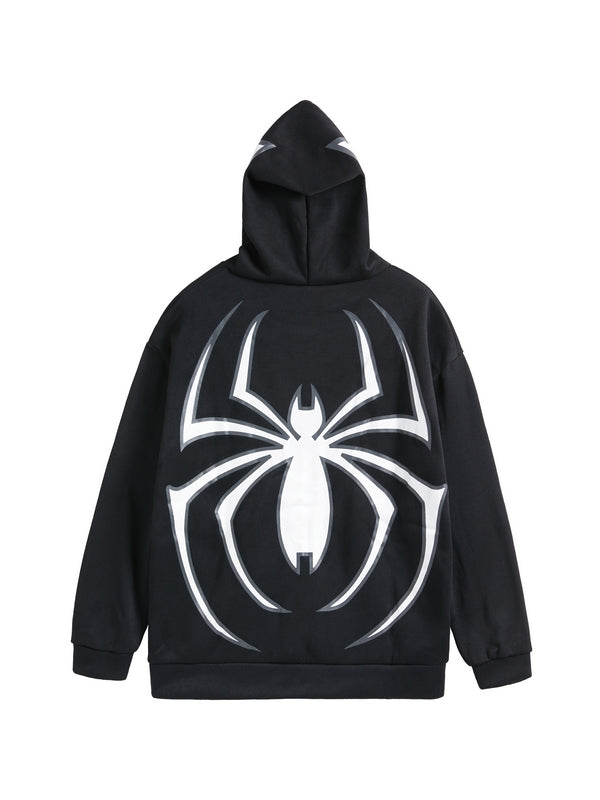 Punk Spider Print Oversized Hoodie