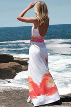 Spaghetti Strap Scoop Neck Oversized Floral Placement Print Maxi Dress