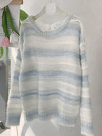 Tie Back Striped Pullover Knit Sweater