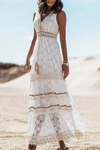Lace V-Neck Hollow Dress