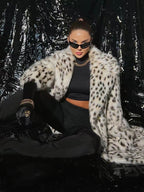 Leopard Print Faux Fur Coats Oversized Lapel Winter Belted Long Jacket For 2026