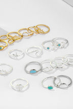 Blue Zone Planet | 19-Piece Zinc Alloy Ring Set