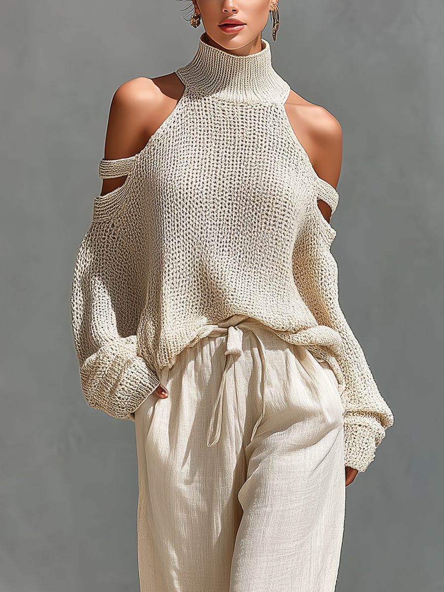 | Beige Wide-Leg Set