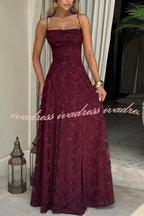 Francis Floral Burnout Jersey Fabric Cowl Neck Back Lace-up Maxi Dress