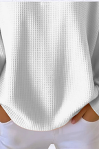 Full Size Waffle Knit Button Detail Top Plus Size