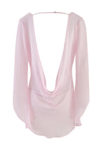 Solid Color See-through V-neck Long-sleeved Sexy Backless Mini Dress