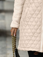 | Structured long-sleeved zip-up hooded coat