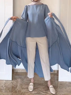 Puffy Sleeves  Wrap Desgin Two Pieces Suit
