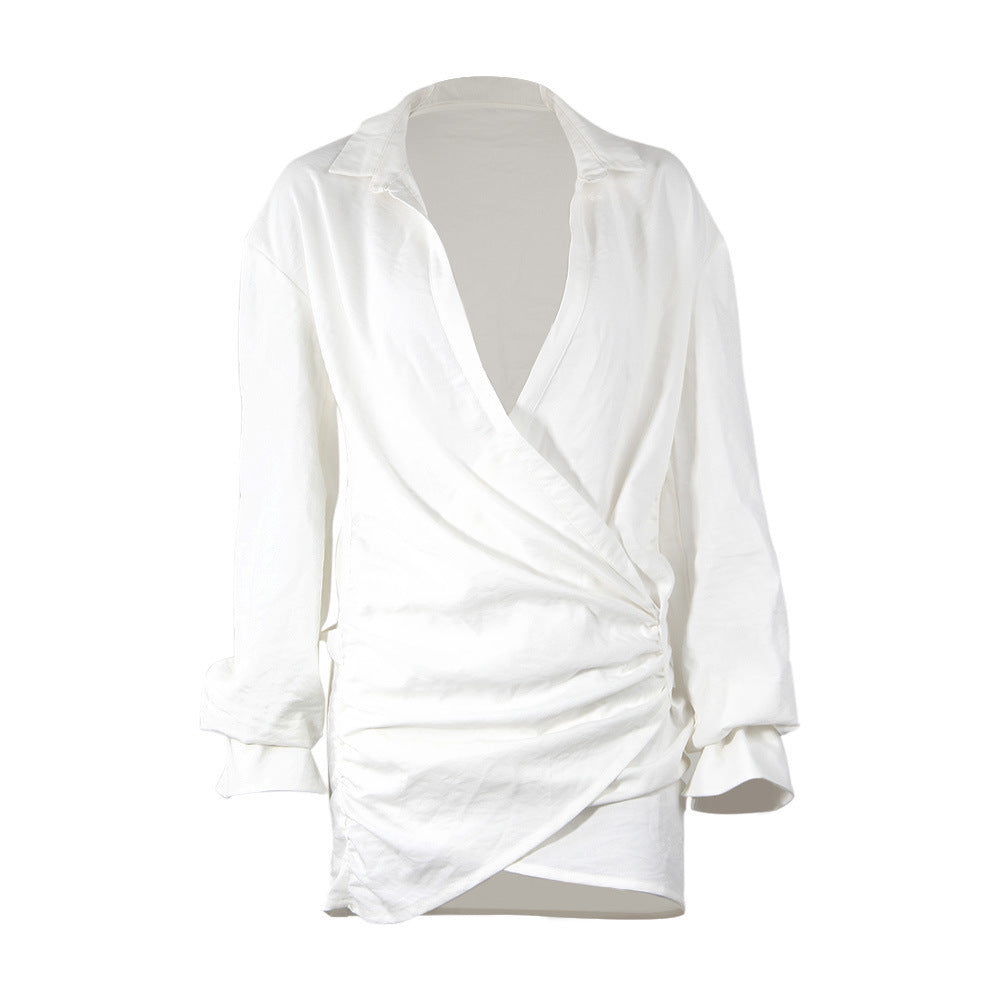 Fiona Long Sleeve White Shirt Dress