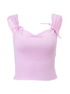 Low Cut Pleated Fungus Tank Top
