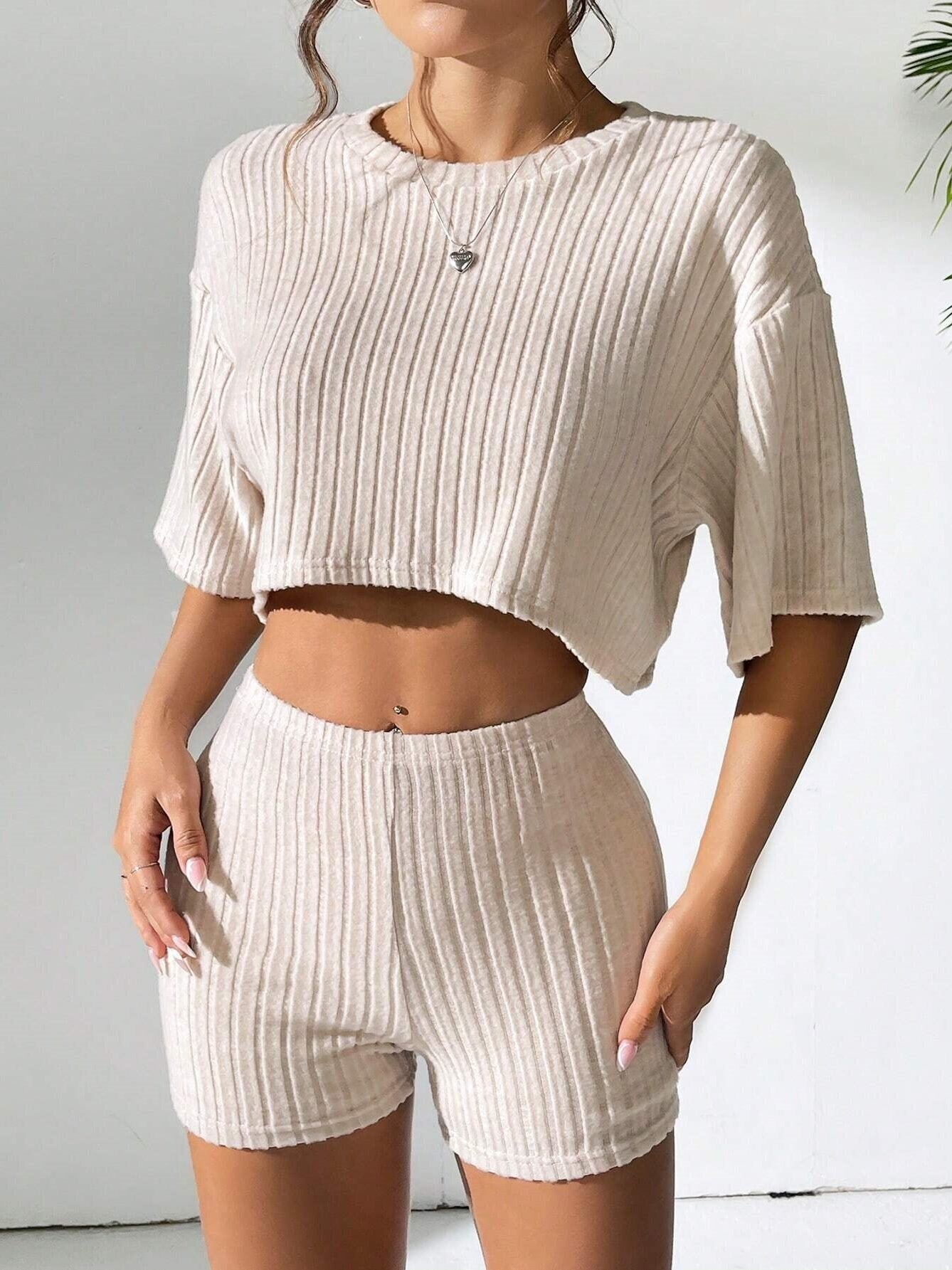 Liber Spring Women's Solid Color Solid Color 2-piece Sets