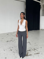Deep V-neck Lace Trim Splicing Sexy Sleeveless Tank Tops