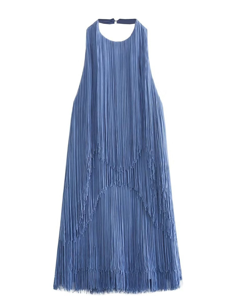 Halter Sleeveless Tassel Mini&Short Dresses