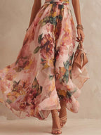 Off-shoulder Sleeveless Floral Print Maxi Dresses